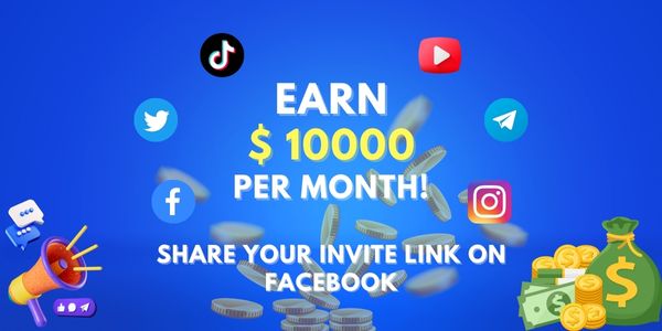 Blue referral banner about sharing an invite link on social media